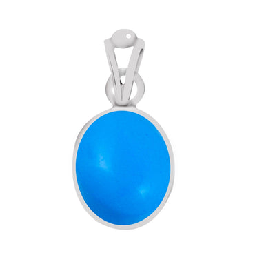 Certified Turquoise (Firoza) Silver Pendant 3cts or 3.25ratti