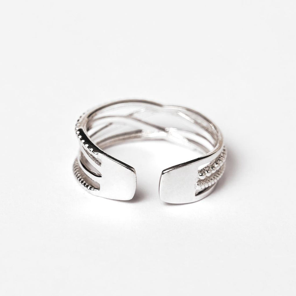 CLARA Pure 925 Sterling Silver Criss Cross Finger Ring 