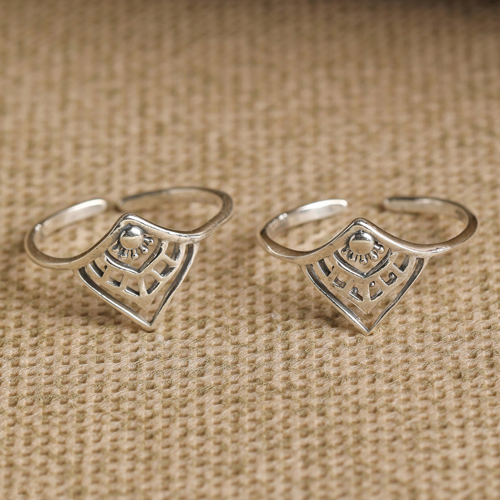 CLARA 925 Sterling Silver Ethnic Toe Rings Pair 