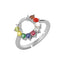 Clara 92.5 Sterling Silver Natural Certified Navratna Stone 9 gems Adjustable Ring for Women and Girls