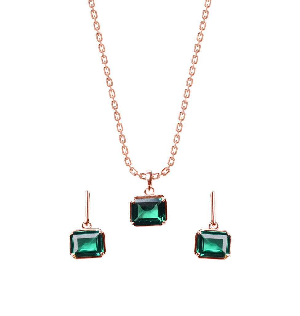 CLARA 925 Sterling Silver Celia Pendant Earring Chain Jewellery Set 