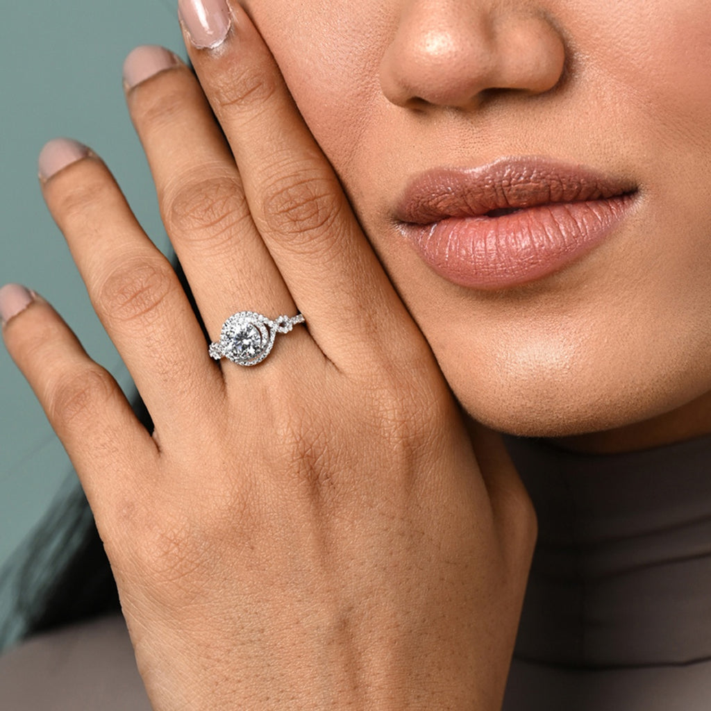 Silver Swirl Solitaire Ring