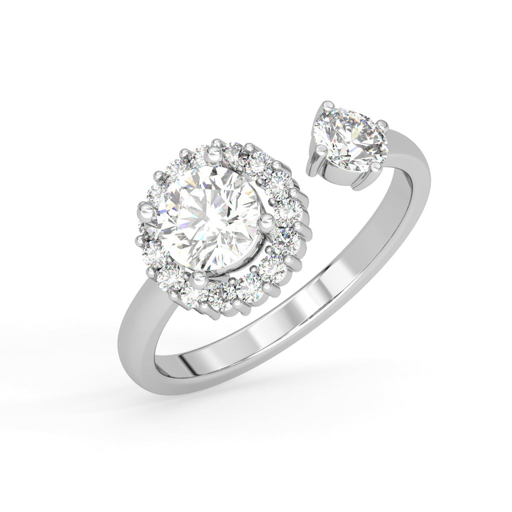 CLARA Pure 925 Sterling Silver Solitaire Finger Ring with Adjustable Band 