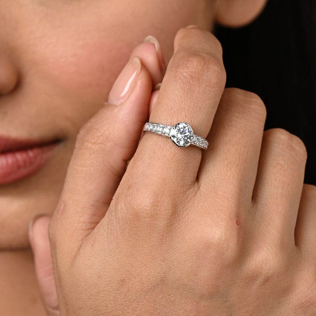 Silver Willa Solitaire Office Wear Ring