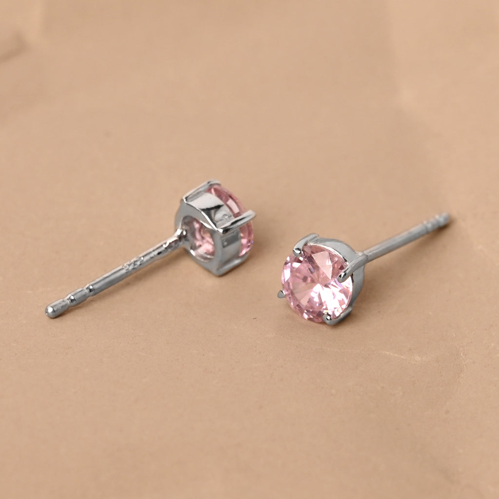 CLARA 925 Sterling Silver Pink Studs Earrings Gift for Kids Girls 