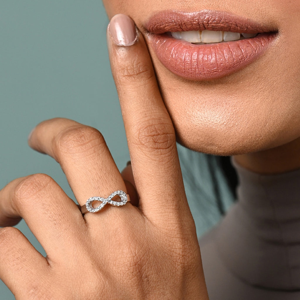 Silver Zoe Studded Infinity Valentine Ring