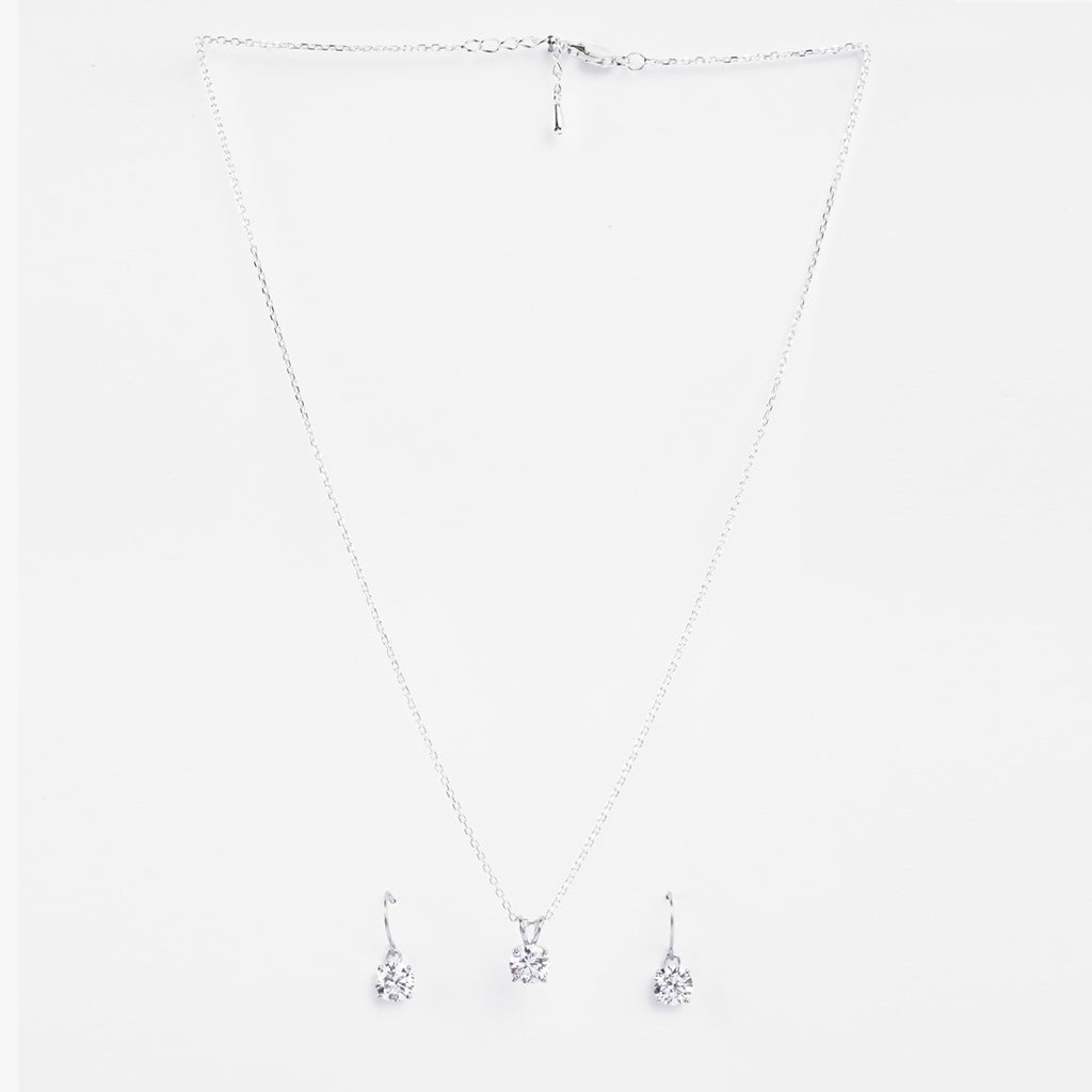 Silver Carla Solitaire Jewellery Set