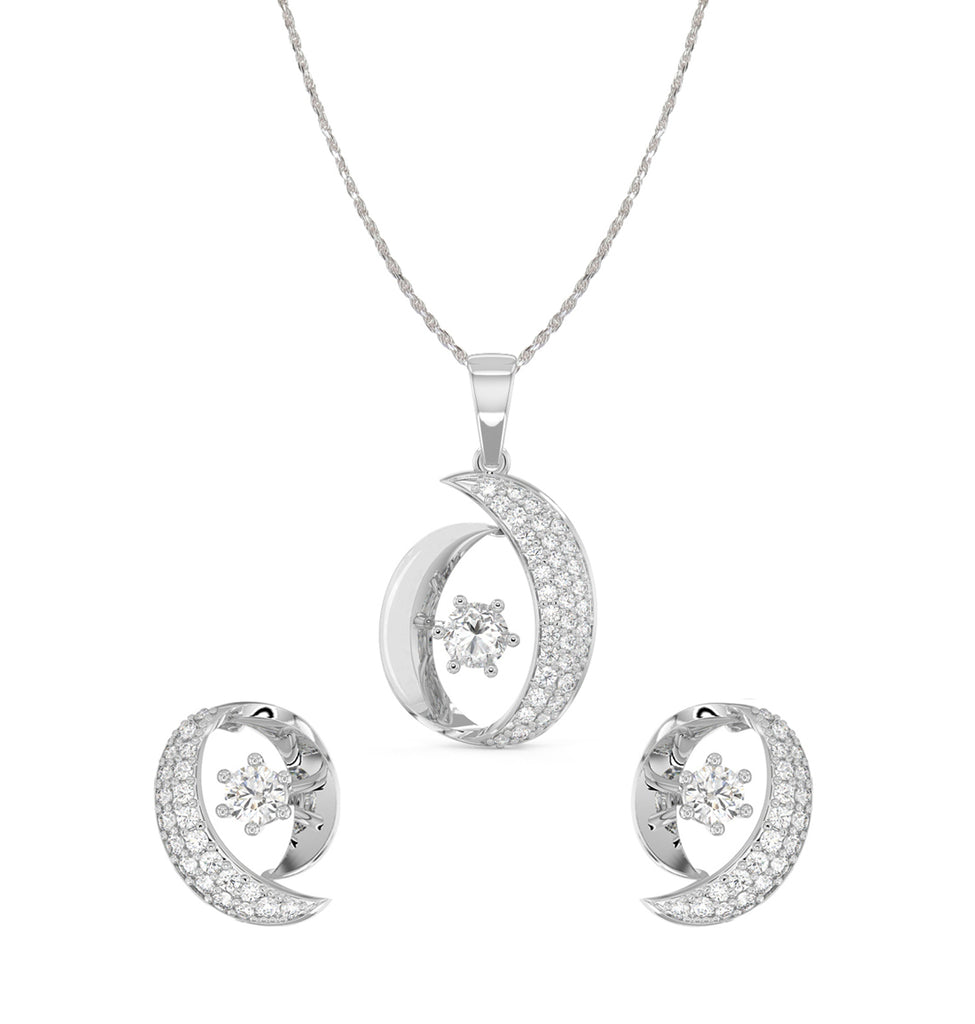 CLARA 925 Sterling Silver Rosa Pendant Earring Chain Jewellery Set 