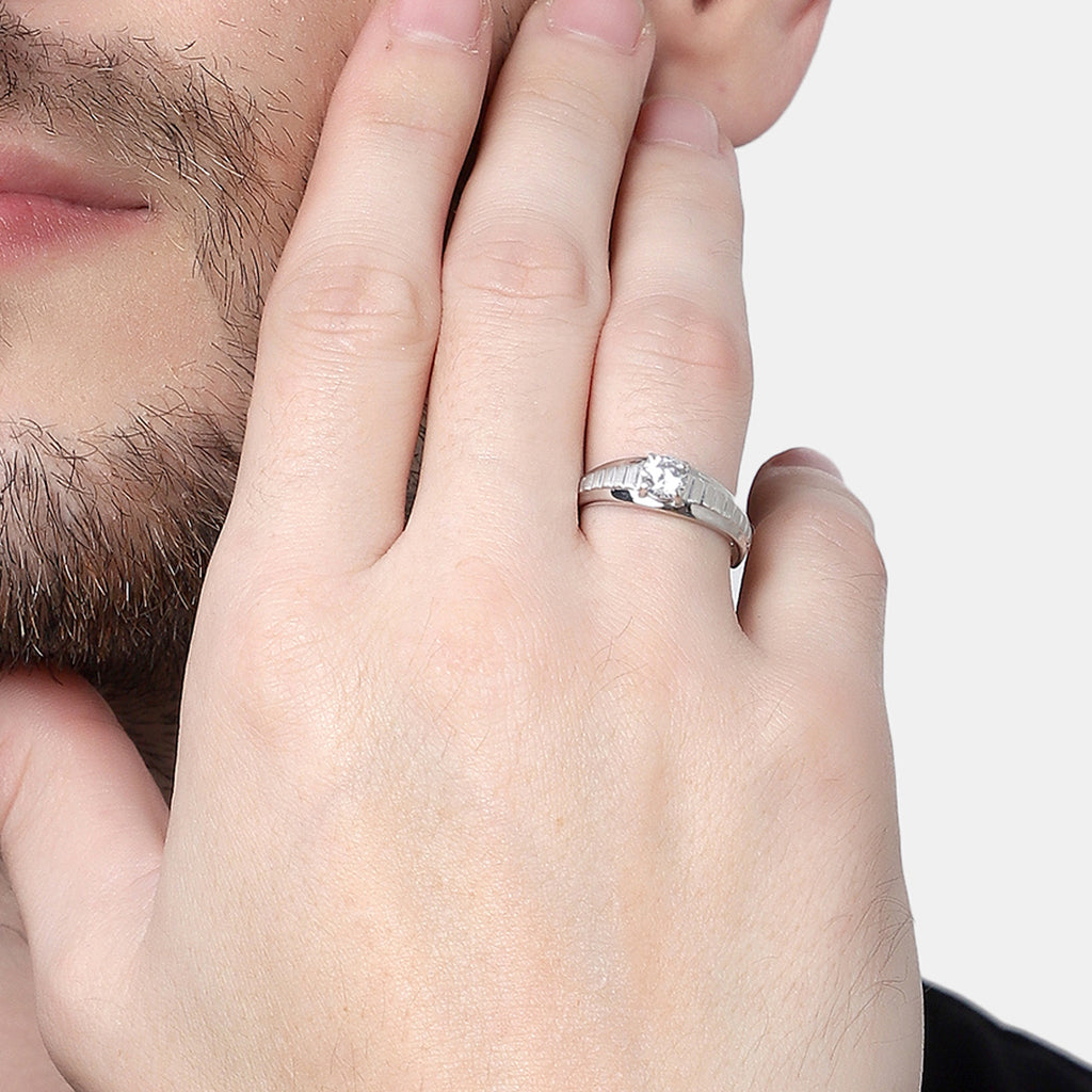 CLARA Real 925 Sterling Silver Step Band Ring 