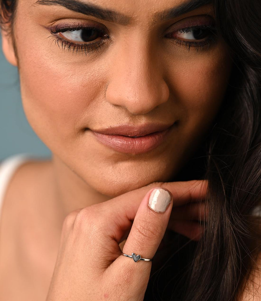 CLARA Pure 925 Sterling Silver  Minimal Heart Finger Ring 