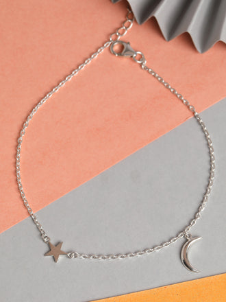 CLARA 925 Sterling Silver Minimal Anklet Payal ( Single ) Adjustable Chain Gift for Women and Girls