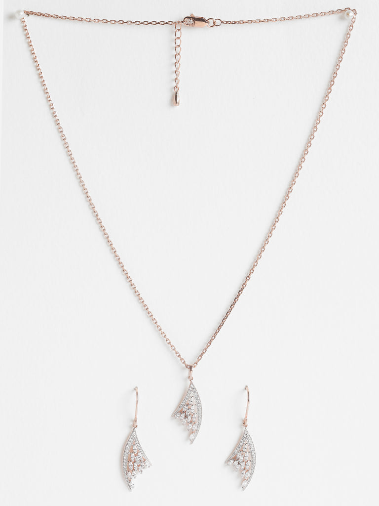 CLARA 925 Sterling Silver Lily Pendant Earring Chain Jewellery Set 