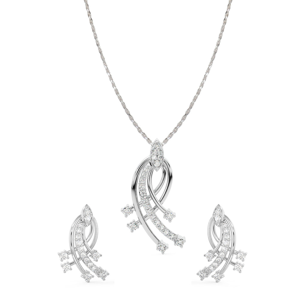 CLARA 925 Sterling Silver Iris Pendant Earring Chain Jewellery Set 