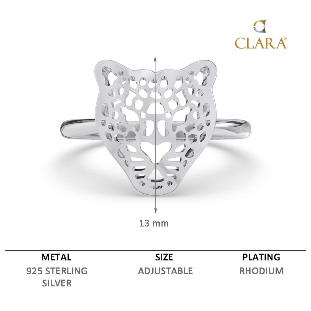 CLARA Pure 925 Sterling Silver Panther Finger Ring 