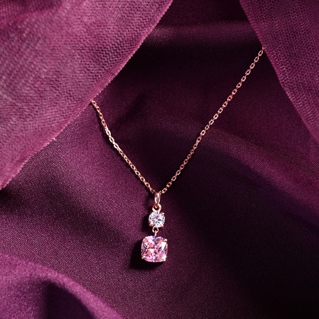 CLARA 925 Sterling Silver Rosa Pendant Chain Necklace 