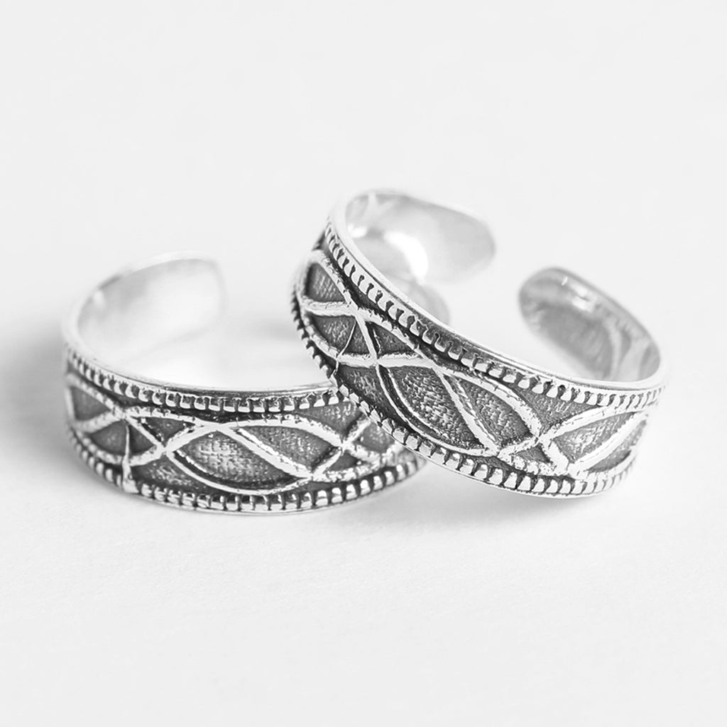 CLARA 925 Sterling Silver Irka Toe Rings Pair 