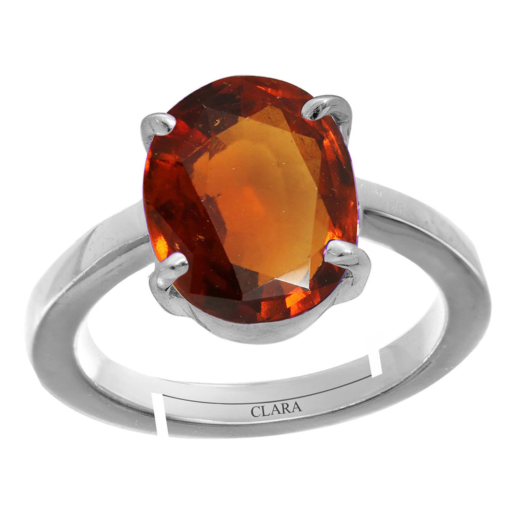 Certified Hessonite Gomed 5.5cts or 6.25ratti 92.5 Sterling Silver Adjustable Ring