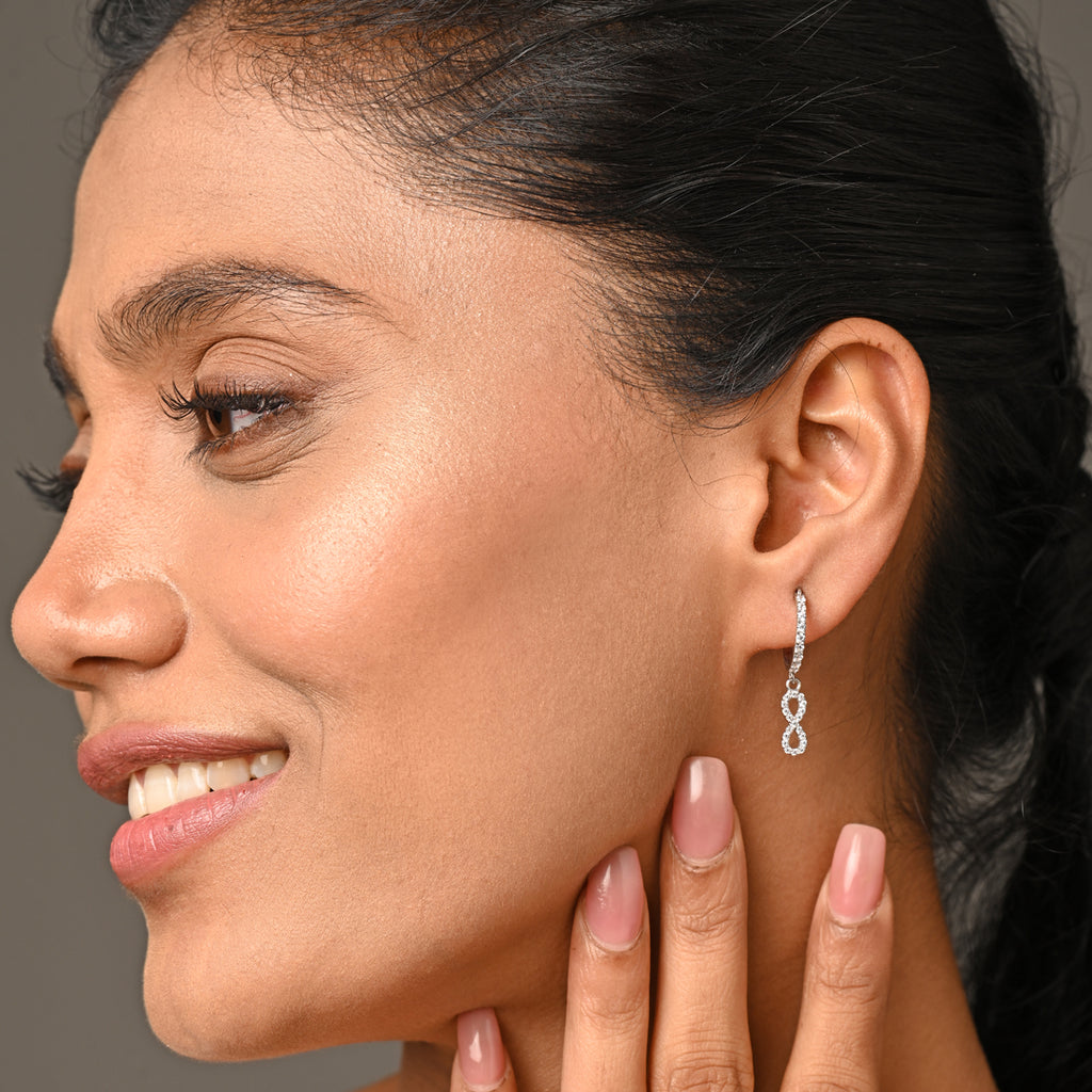 CLARA 925 Sterling Silver Infinity Hoop Bali Earrings 