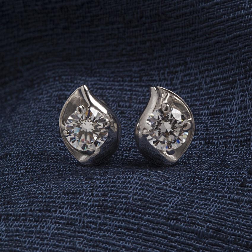 Clara Made with Swiss Zirconia 925 Sterling Silver Platinum Plated Noa Solitaire Earring Gift For Women & Girls