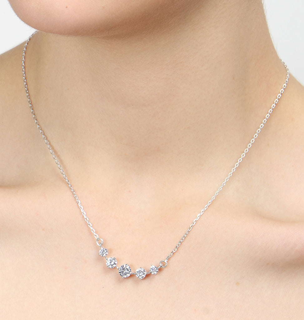 5 Stone Silver Chain Pendant
