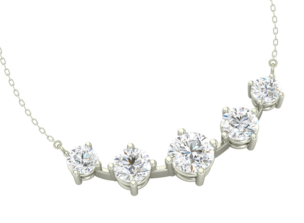 5 Stone Silver Chain Pendant