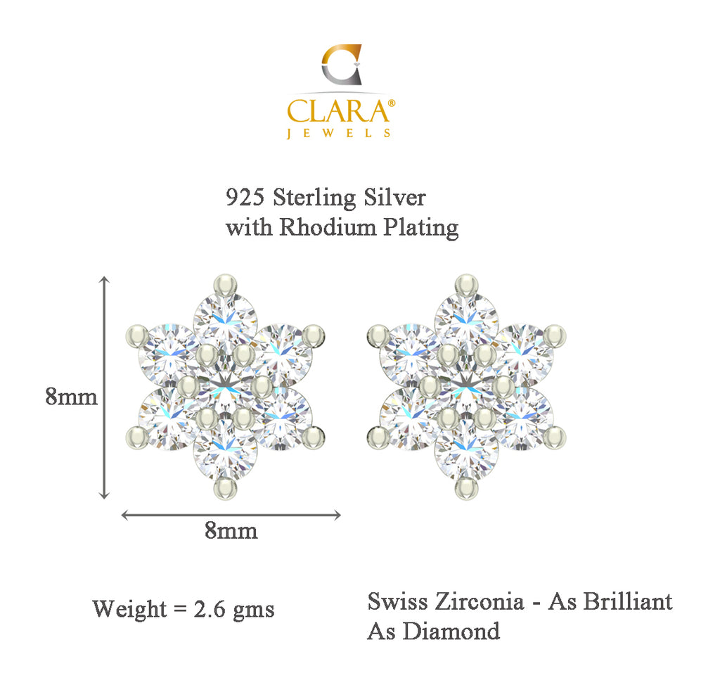 CLARA 925 Sterling Silver Rhodium Plated Ava Pendant Earring Necklace Set with Chain Gift for Women and Girls