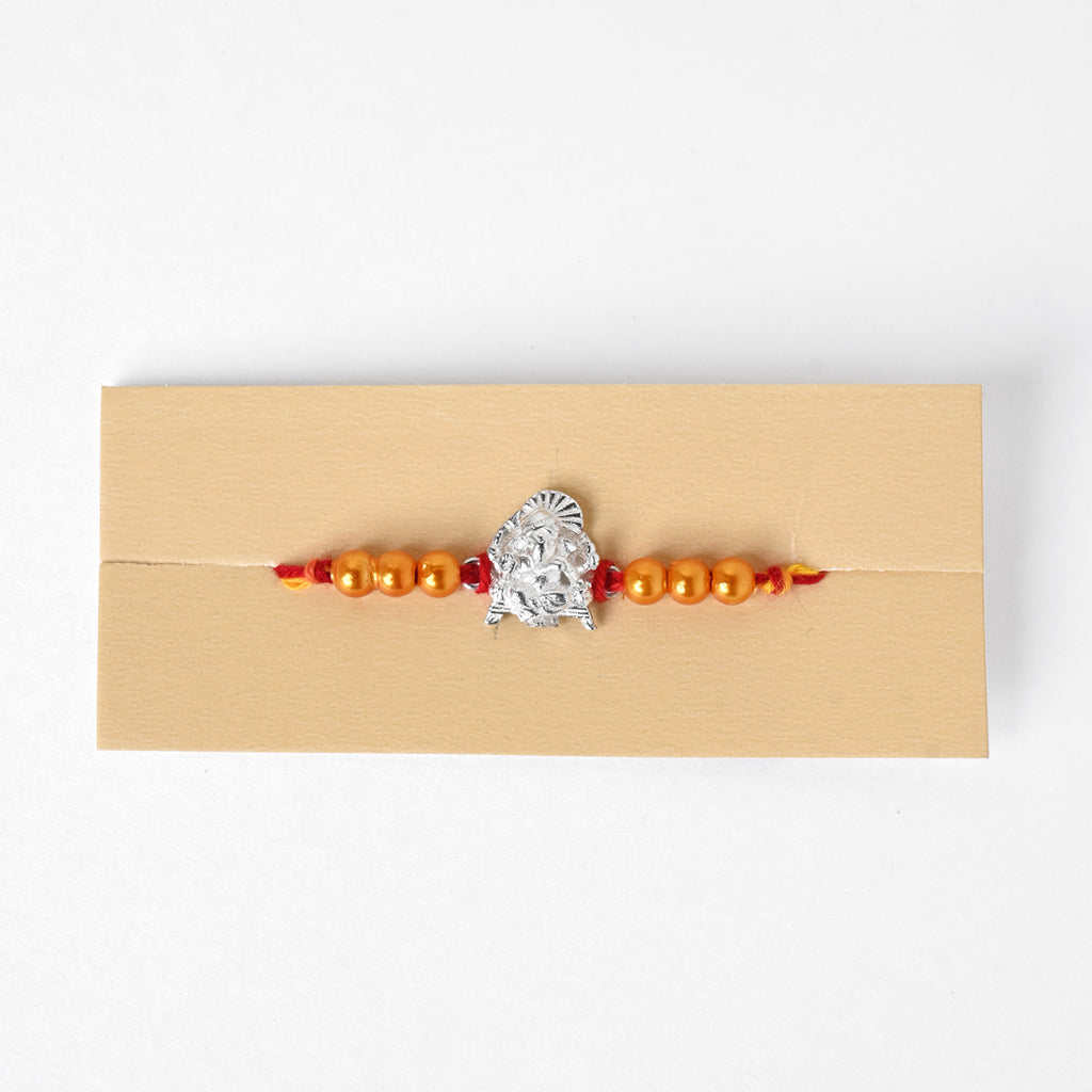 CLARA 925 Sterling Silver Ganesha Rakhi with Roli Chawal for Brothers