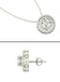 CLARA 925 Sterling Silver Rhodium Plated Halo Pendant Earring Necklace Set with Chain Gift for Women and Girls