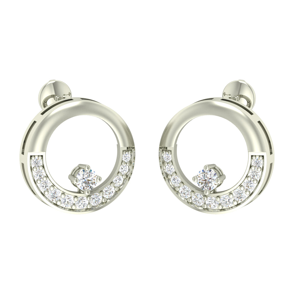 CLARA 925 Sterling Silver Swiss Zirconia Evie Earring With Screw Back Gift for Women and Girls