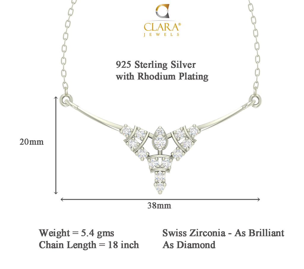 CLARA 925 Sterling Silver Rhodium Plated Alice Pendant with Chain Gift for Women and Girls