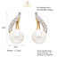 CLARA 925 Sterling Silver Pearl Asuka Stud Earrings | Gold Rhodium Plated, Swiss Zirconia , Screw Back | Gift for Women & Girls