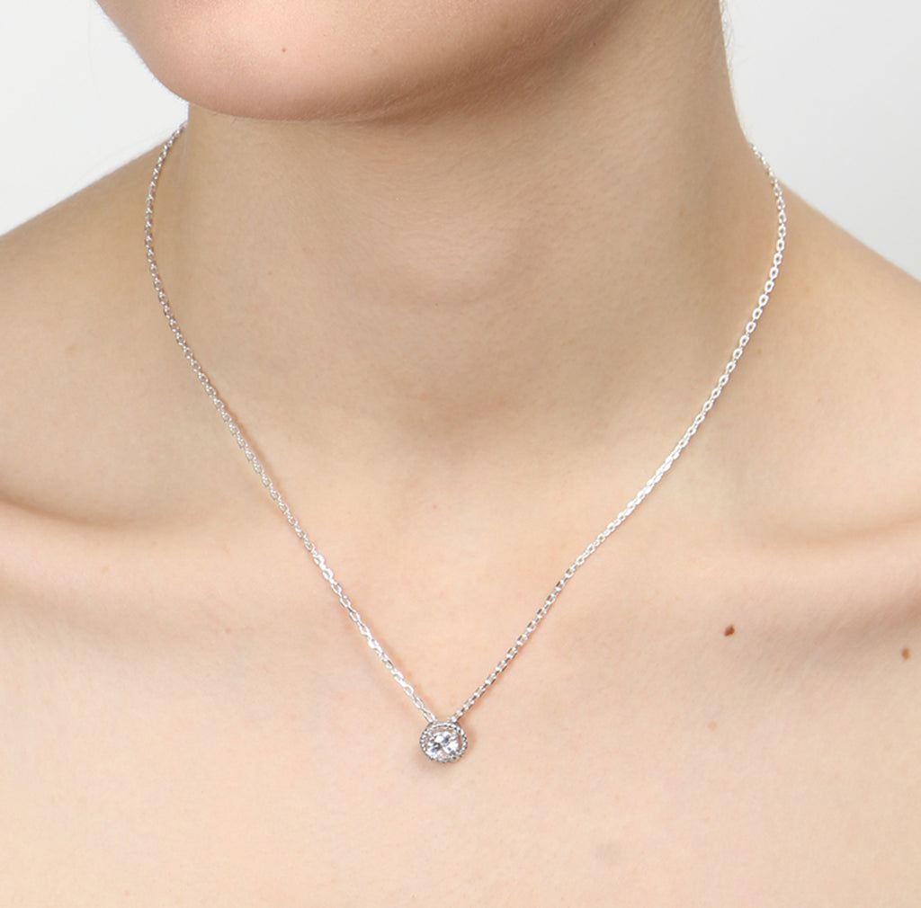 CLARA 925 Sterling Silver Rhodium Plated Rope Pendant with Chain Gift for Women and Girls
