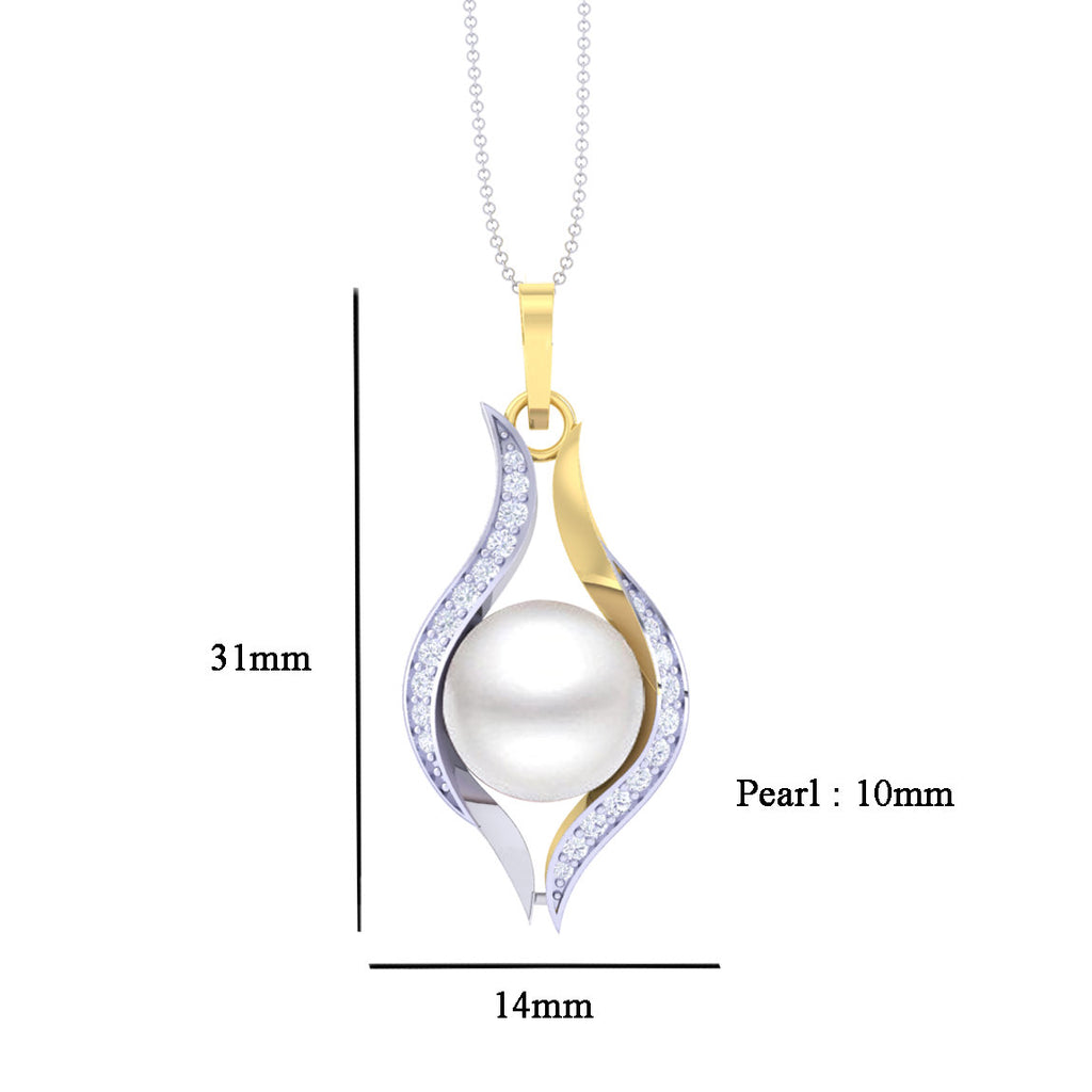 Clara 92.5 Sterling Silver Real Pearl Pendant with Chain Gift for Women and Girls