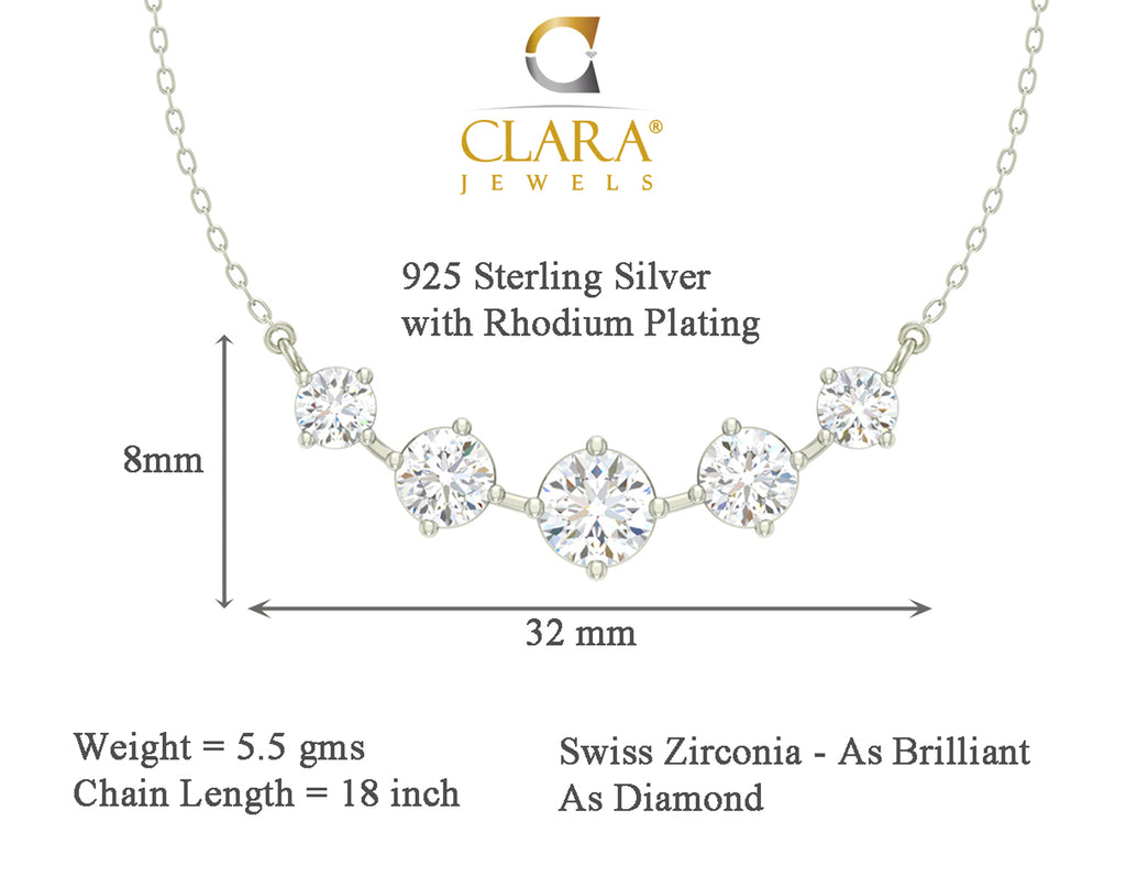 5 Stone Silver Chain Pendant