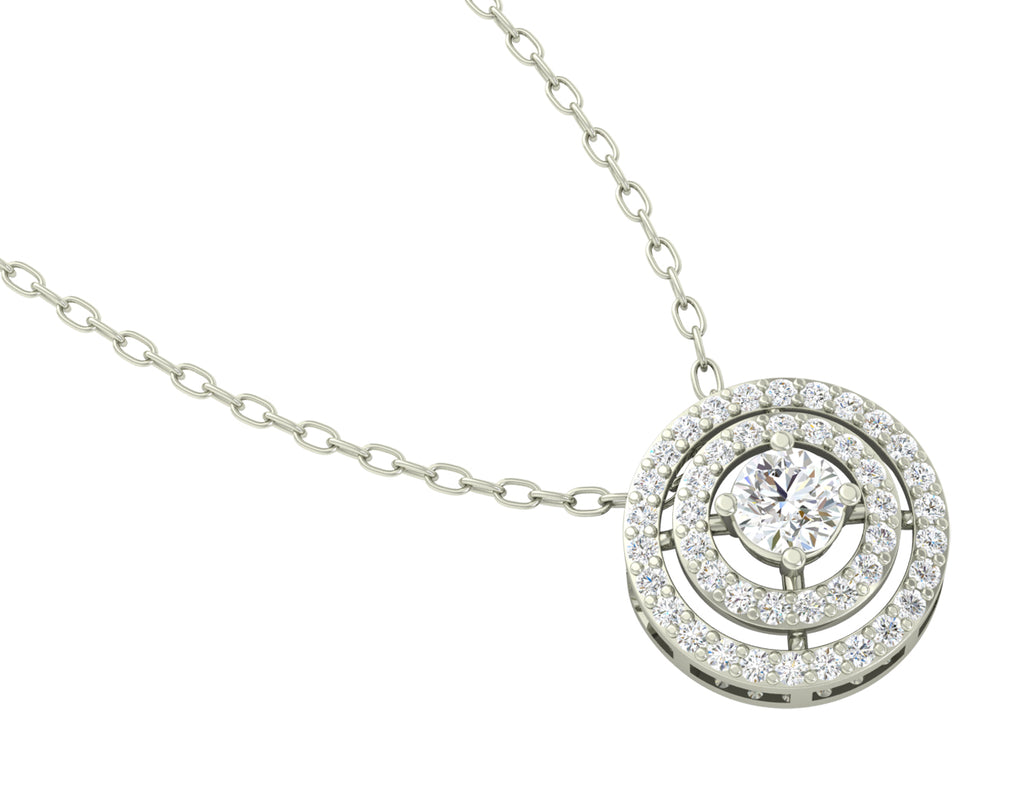 CLARA 925 Sterling Silver Rhodium Plated Halo Pendant with Chain Gift for Women and Girls