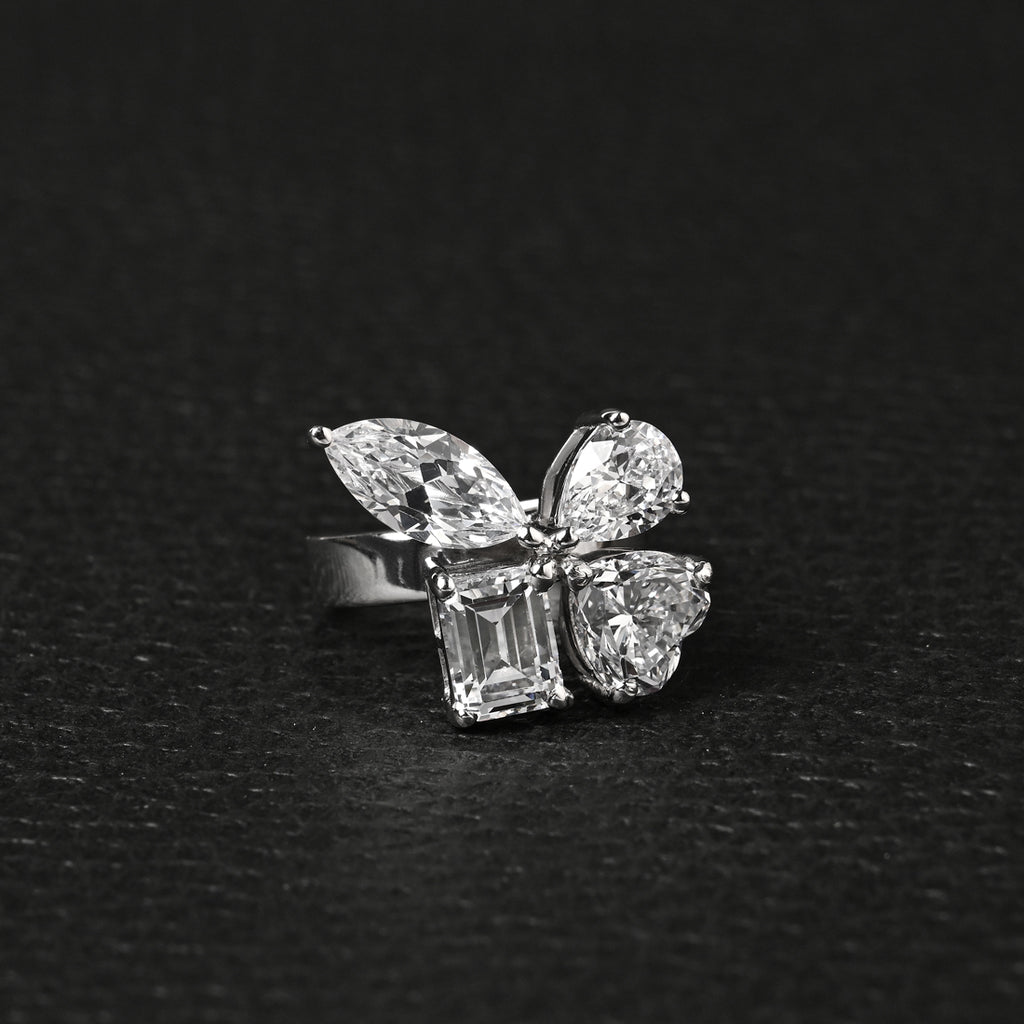 Clara 925 Sterling Silver Statement Adjustable Cocktail Ring 