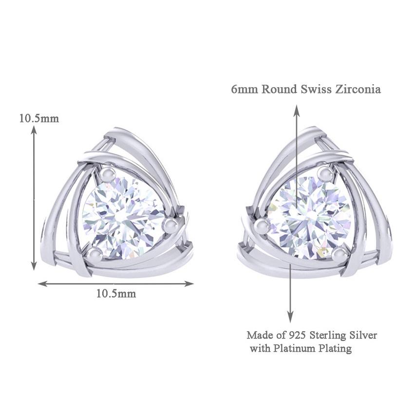 Clara Made with Swiss Zirconia 925 Sterling Silver Platinum Plated Ashley Solitaire Earring Gift For Women & Girls