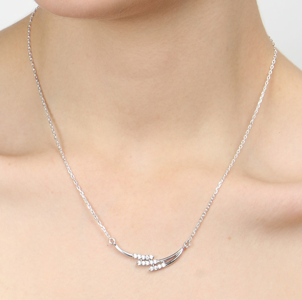 CLARA 925 Sterling Silver Rhodium Plated Isla Pendant with Chain Gift for Women and Girls