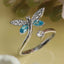 CLARA 925 Sterling Silver Butterfly Open Ring Size Adjustable, Rhodium Plated, Swiss Zirconia Gift for Women & Girls