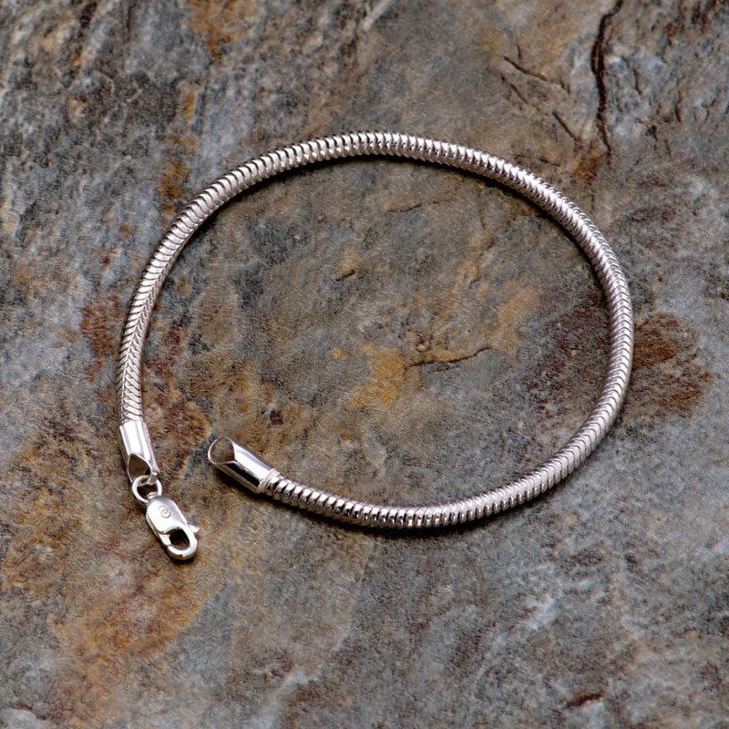 CLARA Anti-Tarnish 92.5 Sterling Silver Snake Bracelet 8 inches Gift for Men & Boys