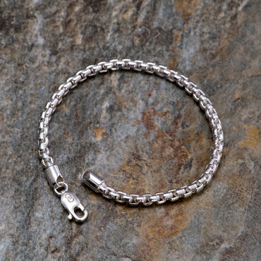 CLARA Anti-Tarnish 92.5 Sterling Silver Box Bracelet 8 inch 17 gm Gift for Men & Boys