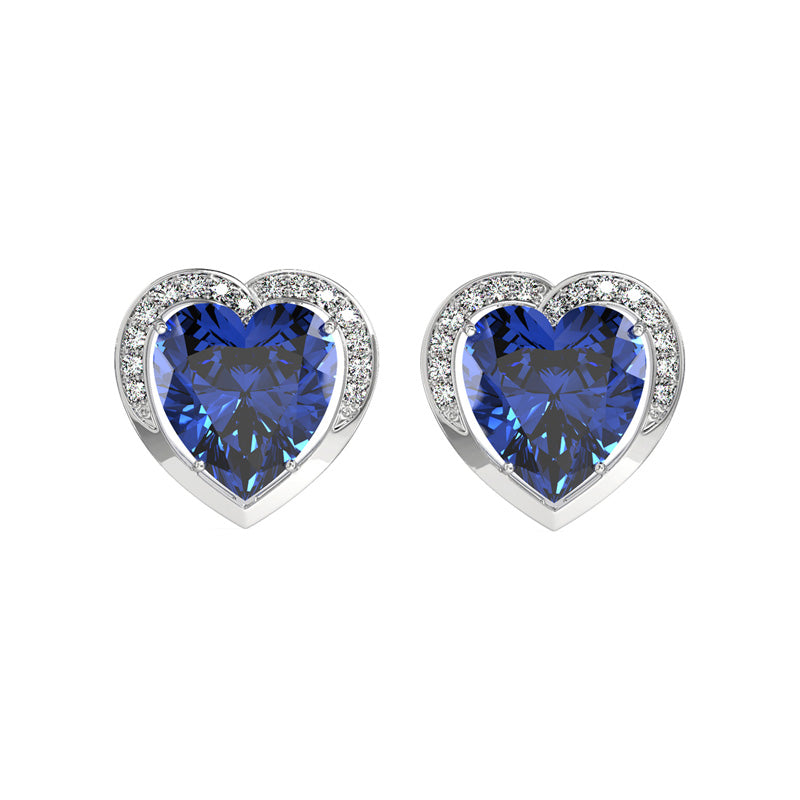 Silver Royal Blue Heart Earring