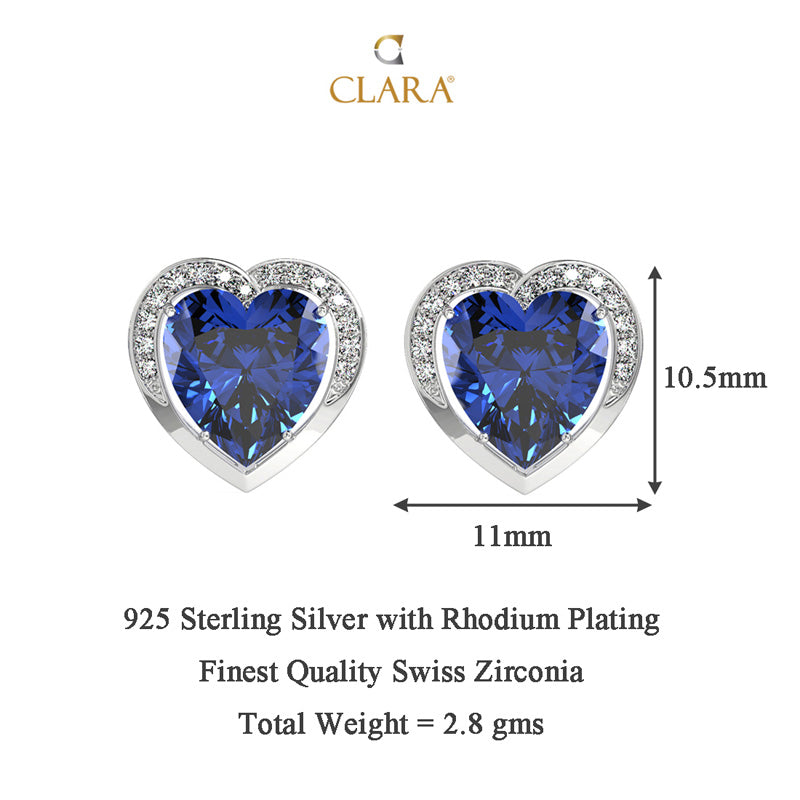 Silver Royal Blue Heart Earring