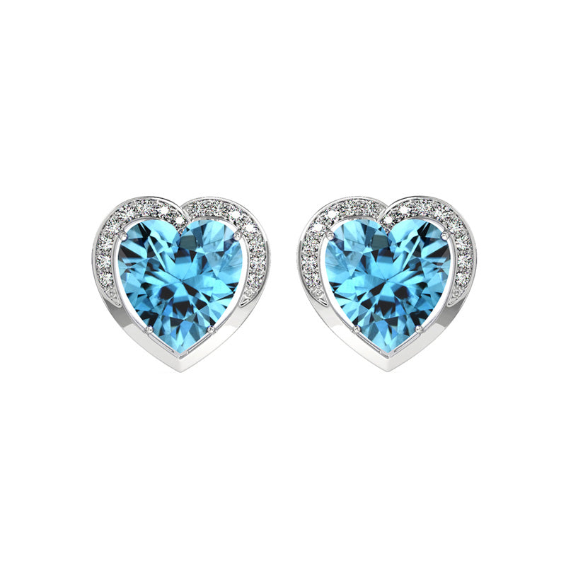 Silver Sky Blue Heart Earring