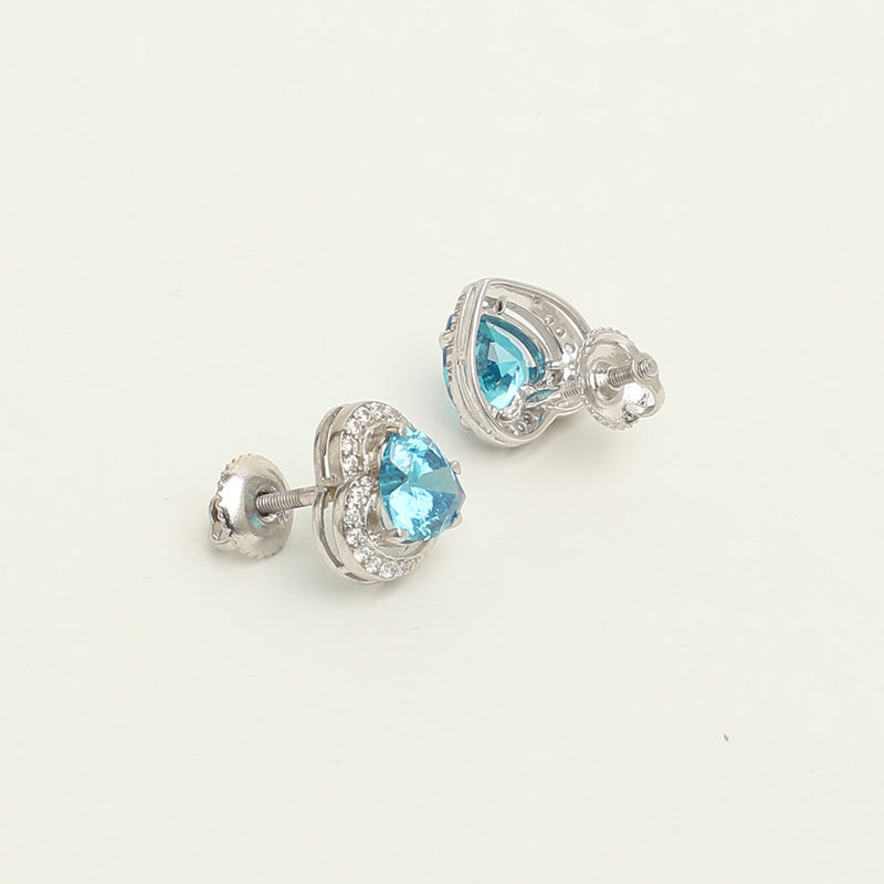 Silver Sky Blue Heart Earring