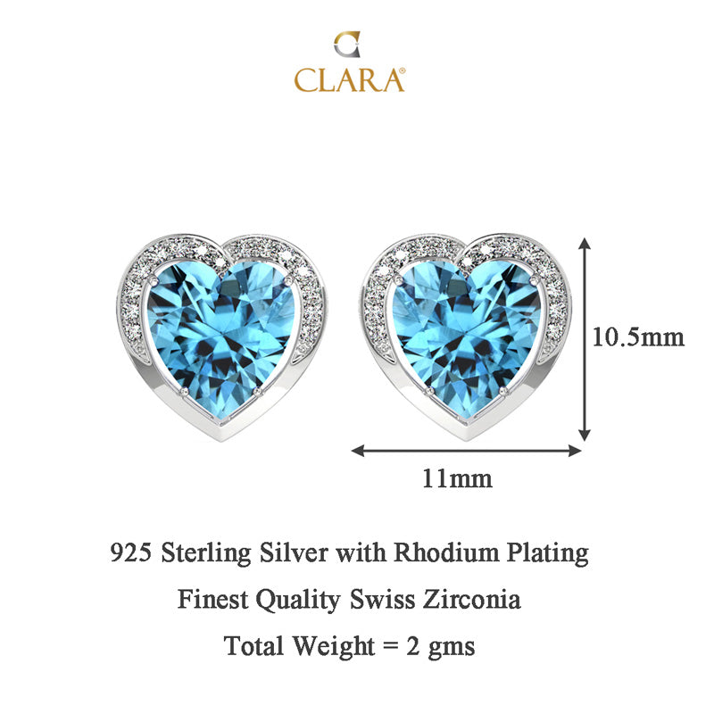 Silver Sky Blue Heart Earring