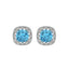 Silver Sky Blue Cushion Earring
