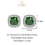 Silver Dark Green Cushion Earring