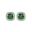Silver Dark Green Cushion Earring