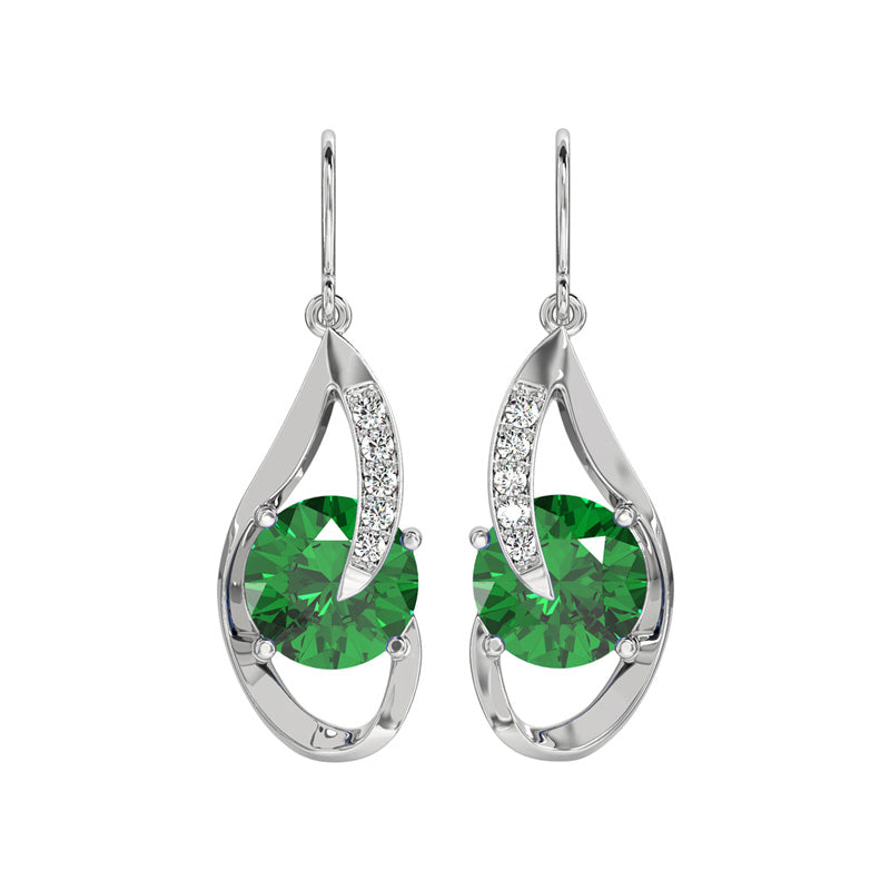Silver Dark Green Eye Earring